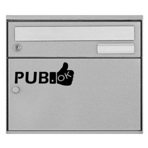 Sticker 'Pub OK' pour boîte aux lettres.