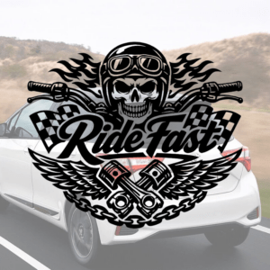 Sticker vinyle 'Ride Fast' pour motos et voitures.
