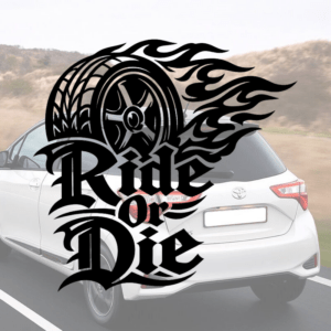 Sticker vinyle "Ride Or Die" pour moto et voiture.