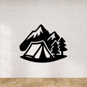 Tente et montagne - mockup autocollant vinyle