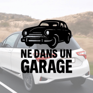 Né dans un garage - mockup autocollant vinyle