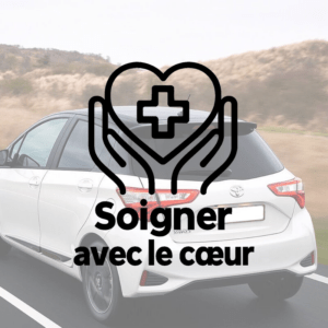Soigner avec le cœur - mockup autocollant vinyle