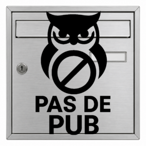 Pas de Pub Hibou - mockup autocollant vinyle