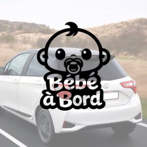 Bébé à bord avec tête de bébé - aperçu sur vitre de voiture