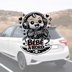Bébé à bord avec un bébé gamer - aperçu sur vitre de voiture