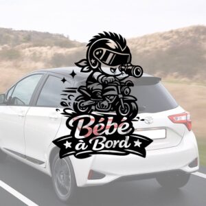 Bébé à bord avec un bébé motard 2 - aperçu sur vitre de voiture