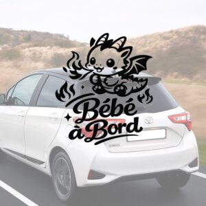 Bébé à bord avec un dragon - aperçu sur vitre de voiture