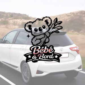 Bébé à bord avec un koala - aperçu sur vitre de voiture