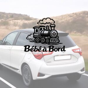 Bébé à bord avec un petit train - aperçu sur vitre de voiture