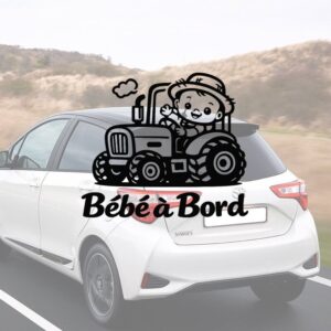Bébé à bord avec un tracteur - aperçu sur vitre de voiture