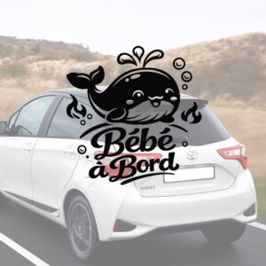 Bébé à bord avec une baleine - aperçu sur vitre de voiture