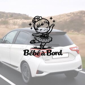 Bébé à bord avec une ballerine - aperçu sur vitre de voiture