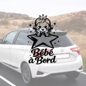 Bébé à bord avec une princesse sur une étoile - aperçu sur vitre de voiture