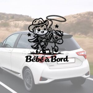 Bébé à bord cowboy - aperçu sur vitre de voiture