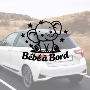 Bébé à bord éléphant - aperçu sur vitre de voiture