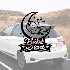 Bébé à bord lune - aperçu sur vitre de voiture
