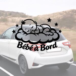 Bébé à bord sur nuage - aperçu sur vitre de voiture