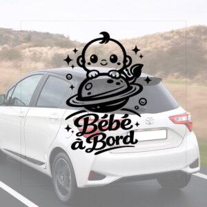 Bébé à bord sur une planète - aperçu sur vitre de voiture