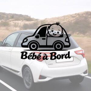 Bébé à bord voiture - aperçu sur vitre de voiture
