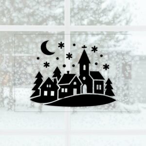 Village hiver - aperçu sur vitre de voiture